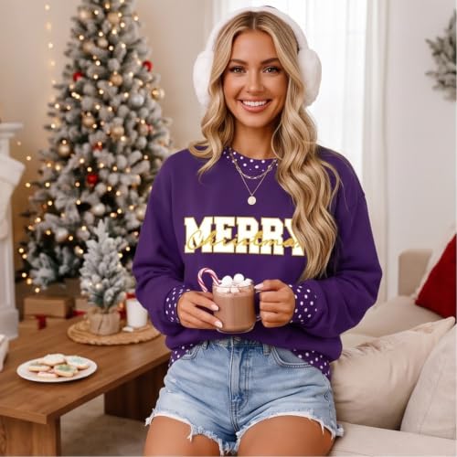 Christmas Sweatshirt for Women Crew Neck Casual Polka Dot Sweatshirts - image 3