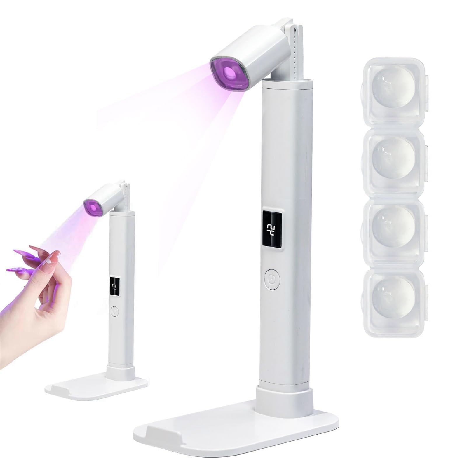 ネイルランプ LED & UV スタンド付き ネイルライト 速乾 ハンディ UVライト 2階段タイマー LEDライト 携帯ネイル ライト プロ用 初心者用 ミニ硬化 レジン/トップコート対応 セルフ USBコードレス 持ち運び便利 出張 旅行 自宅用