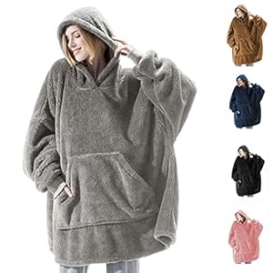 RINOZO Hoodie Blanket, Oversized Sherpa Hoodie, Wearable Hoodie Sweatshirt Blanket, Super Soft Warm Comfortable Blanket…