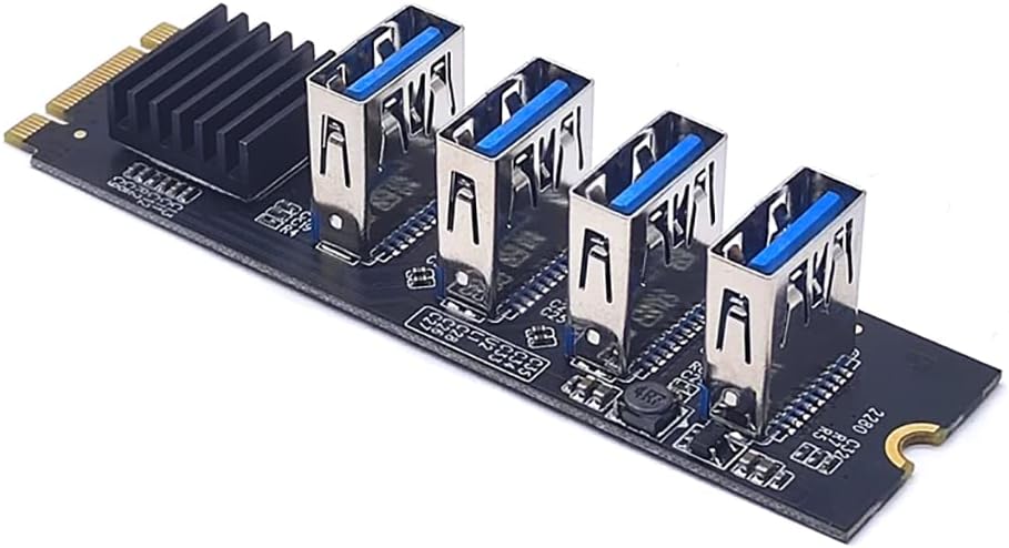 JMT USB3.0 Graphics Card M.2 NVME Key-M to 4-Port PCI-E Adapter Expansion Card