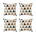 Produktbild Topfinel Leinen Kissenbezug Kissenbezüge Lendenkissen Sofa Kissenhuelle Haus Zimmer Auto Deko 4er Set,45 x 45 cm, Pyramide Muster