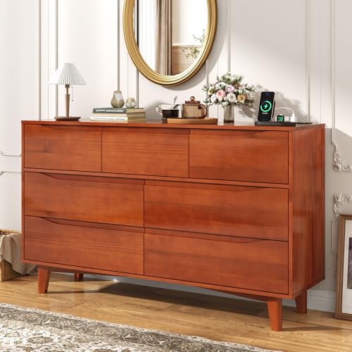 55” Solid Wood Dresser with Power Outlets