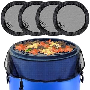 4Pcs Mesh Covers for Rain Barrel, Water Collection Buckets Cover Rain Collection Barrels Netting Screen to Keep Mosquitoes, Leaves and Debris