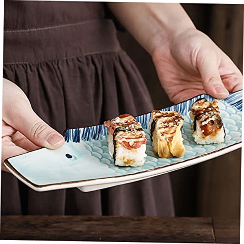 Plato japonés en forma de pez de cerámica para sushi miniatura 7