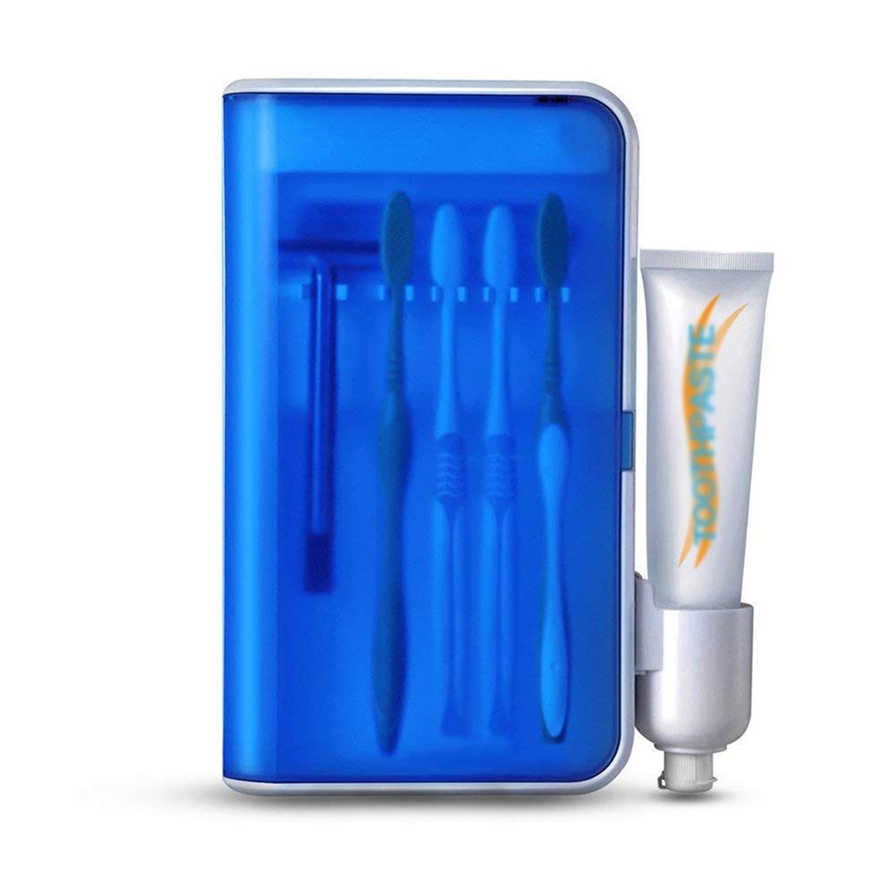 Stérilisateurs de Brosse a Dents, Boîte de Désinfectant UV, Soins Dentaires de Santé, Étui de Rangement Mural pour Brosse a Dents avec Support de Dentifrice