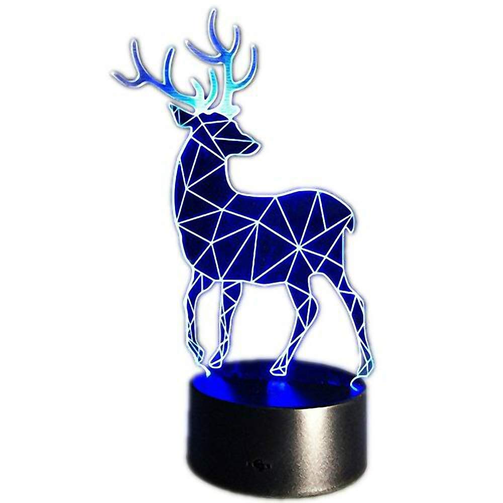 Voorpret Deer 3D Illusion Light Optical Bedroom Night Color Change LED Desk Table Lamp
