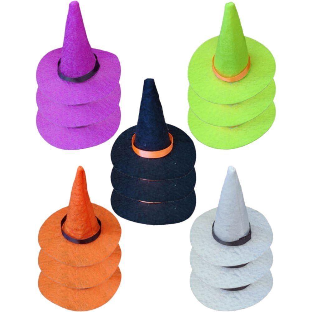 Vbsqic 15pcs Mini Witch Hats, Small Halloween Witch Hats Table Decoration for Halloween Carnivals Party Crafts Decoration