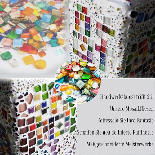 Nurila Mosaik Steine, Bunte Mosaiksteine 200g, Mosaik Bastelset Kinder Crystal Freestone Full Mix für Heim Deko, Fotorahmen, Blumentöpfe, Spiegel & Kunsthandwerk Badezimmer (Mix Color Series)