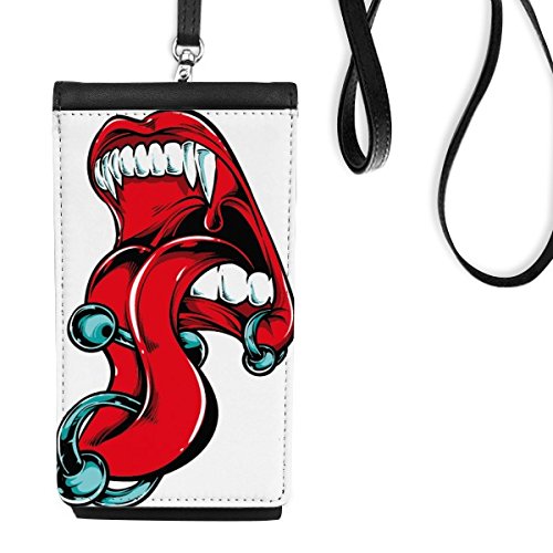 Portefeuille téléphone noir cuir avec compartiments cartes et motif canines