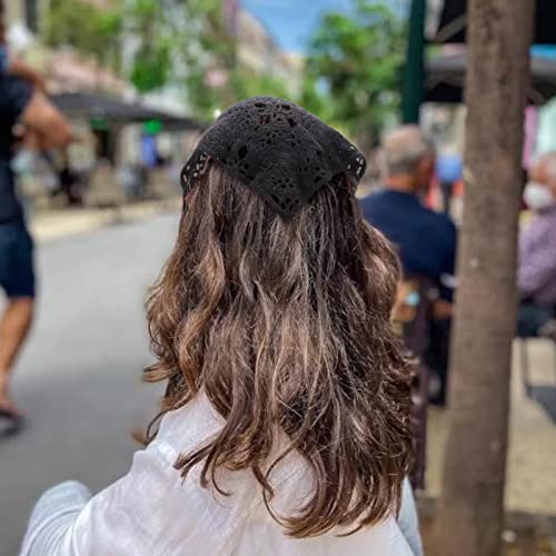Image of DRESHOW Floral Crochet Hair Bandana Tie Knotted Headscarf Vintage Headband Knitted Head Kerchief for Women Girls