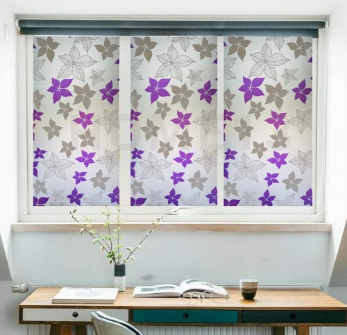 Image of HOME13 Frosted Glass Film Window Privacy Film Static Cling Decoartive Frosted Window Film Heat Control Frosted Glass Sticker for Home & Office (24 x 78 Inch, Frosted Ballon Flower)