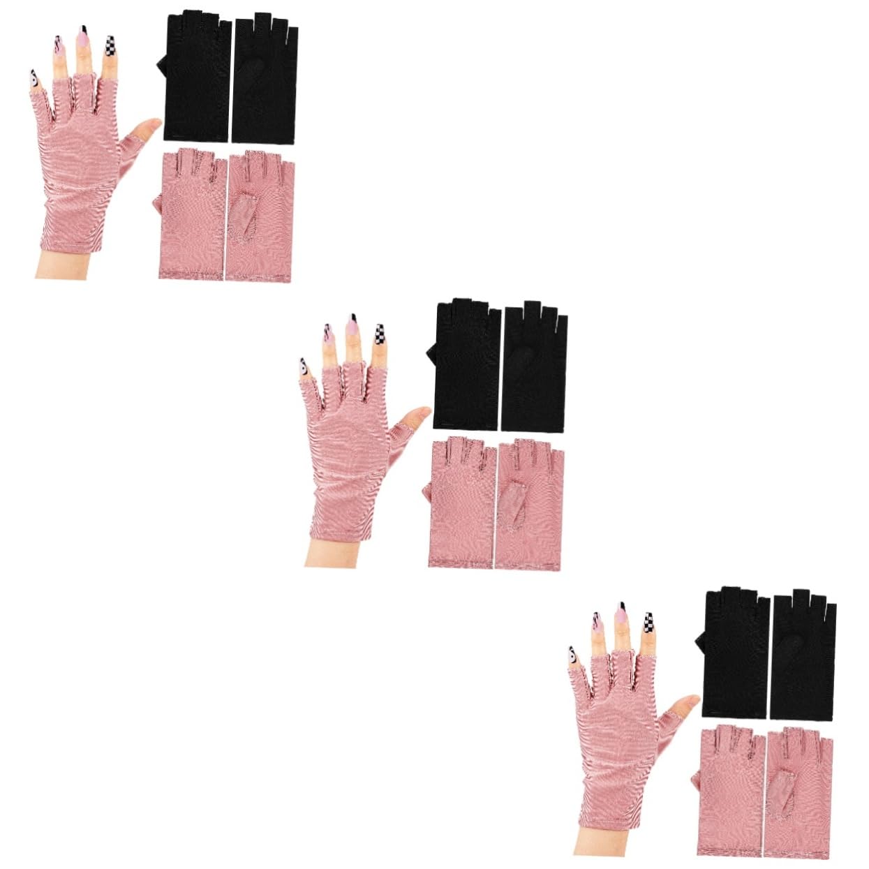FRCOLOR 3 Juegos De Guantes De Manicura Sin Dedos Ray Block Para Uñas De Gel Seguros Y Prácticos 2 Pares X 3