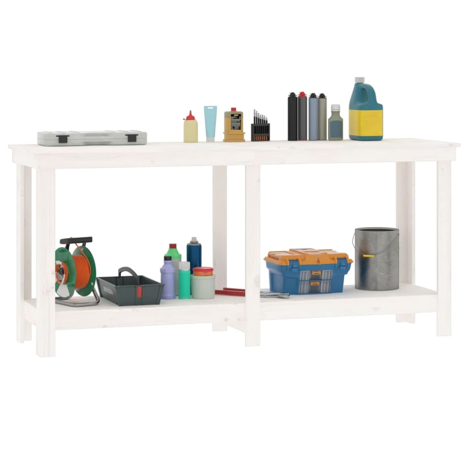 JUDYY Banco de Trabajo, Mesa De Trabajo Taller, Caballete Mesa, Banco Herramientas, Bancada De Trabalho, Caballete para Mesa, de Madera Maciza de Pino Blanco 180x50x80 cm