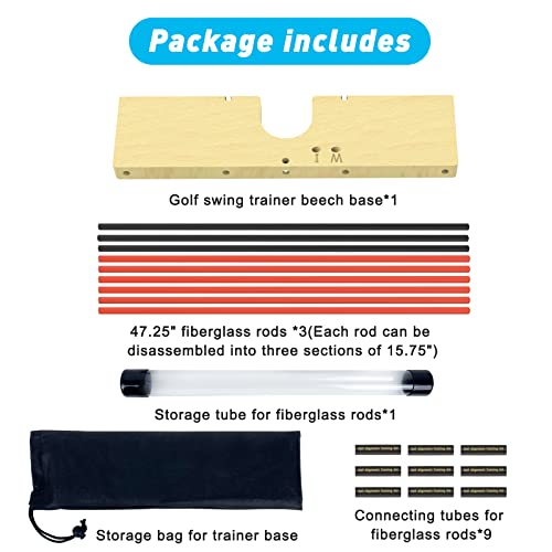 Golf Swing Trainer With 3 Packs Portable Detachable Golf Alignment Training Sticks, Golf Alignment Training Aid For Improve Your Swing, Swing Correction Practice For Chipping, Driving And Hitting #TOP6