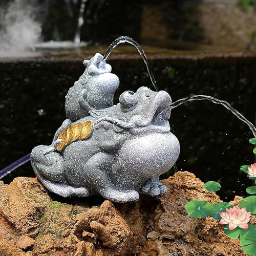 GUAWJRZDP Animal Pond Spitters for Small Ponds, Animal Pond Fountains, Animals Ponds Spitters Double Water Spout Design, Unique Garden Water Landscaping Ornaments(Gray)
