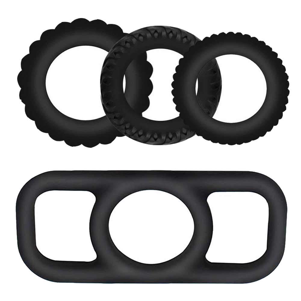 ペニスリング コックリング シリコン 高弾力 ４点セット 巻き込み防止 グランスリング 男性用 人気 ペニス刺激 ペニスサック