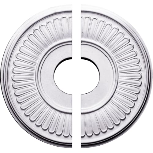 Image of Ekena Millwork CM15BE2 15 3 /4 inchOD x 3 7 /8 inchID x 3 /4 inchP Berkshire Ceiling Medallion, Fits Canopies up to 7 inch, 2 Piece