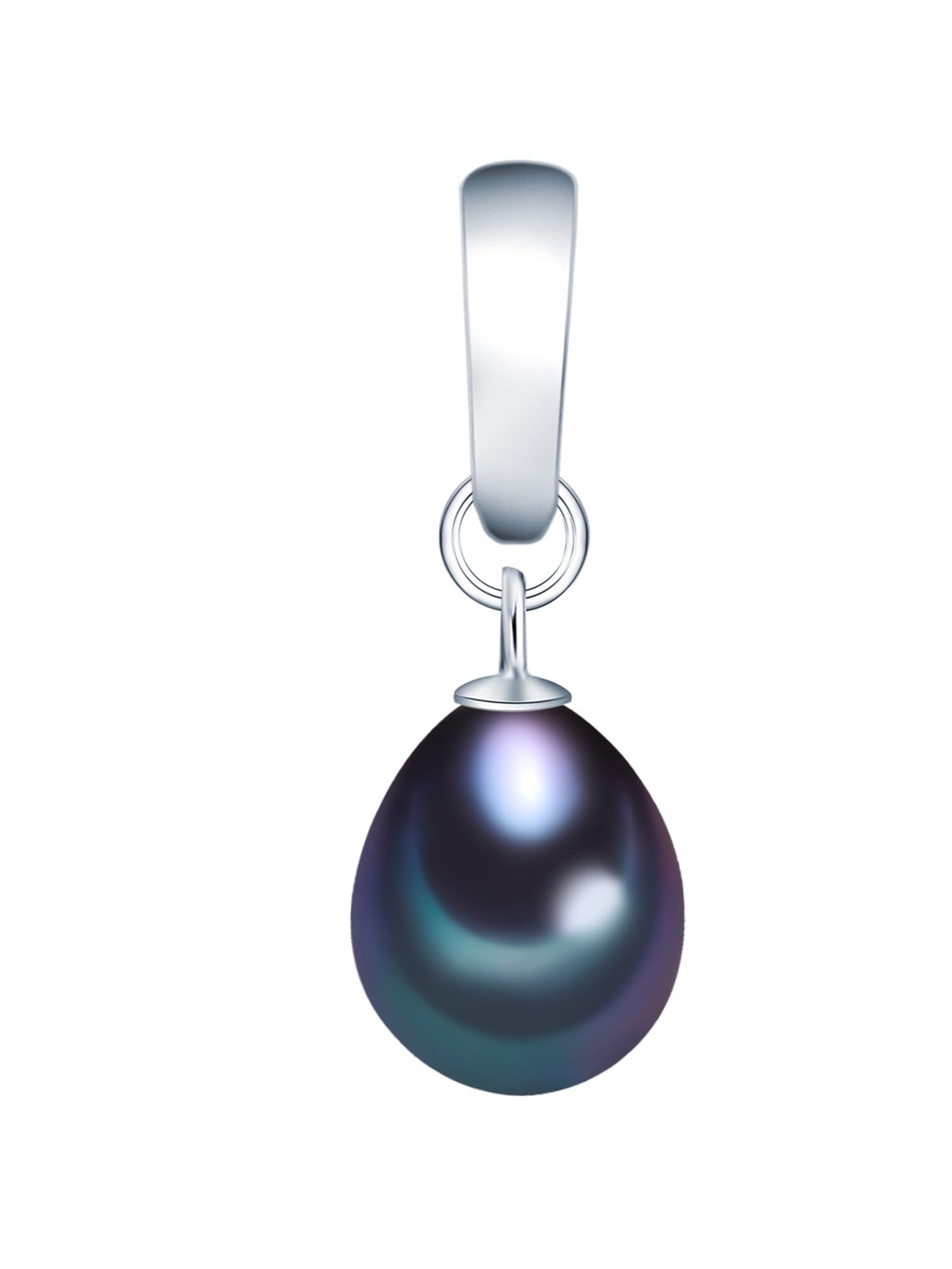 Valero Pearls Damen Perlenanhänger Süßwasser-Zuchtperle 9 mm Tropfenform Pfauenblau 925/- Sterling Silber (ohne Kette) - Echte Perle dunkelblau