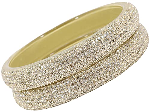 Image of NMII Glass with Zircon Gemstone and Glitter Kada Set For Women and Girls
