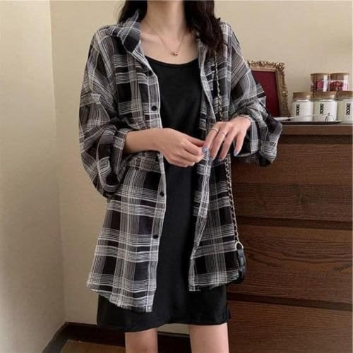 Image of ROYALICA Women Black and White Colour Collared Checked Shirt with Heavy Black Inner