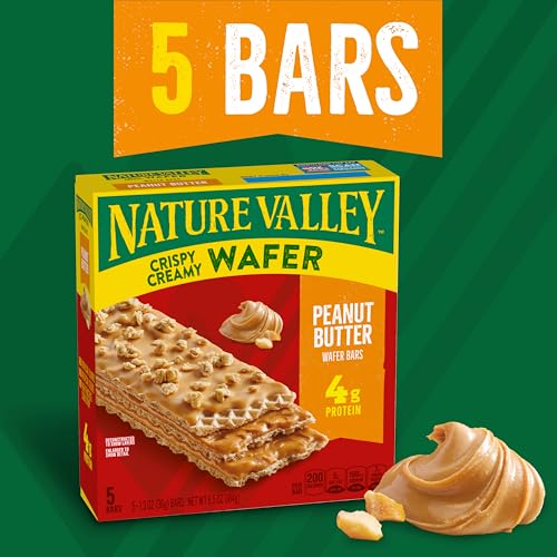 Image of Nature Valley Crispy Creamy Wafer Bars, Peanut Butter, 4g Protein, 5 Bars, 6.5 oz (Pack of 6)