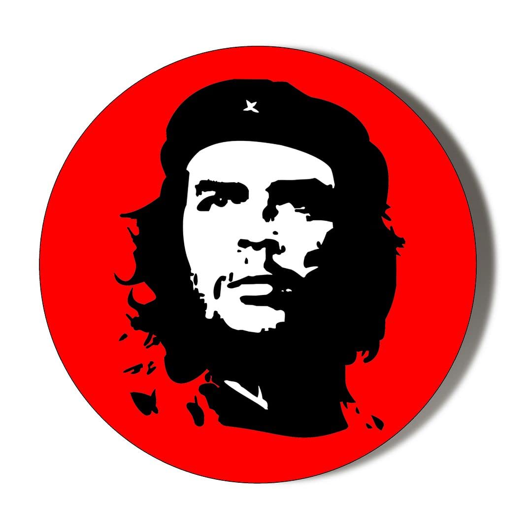 Gift Insanity White Cuba Che Guevara Black On Red Badge Medium 45Mm Round Fridge Magnet