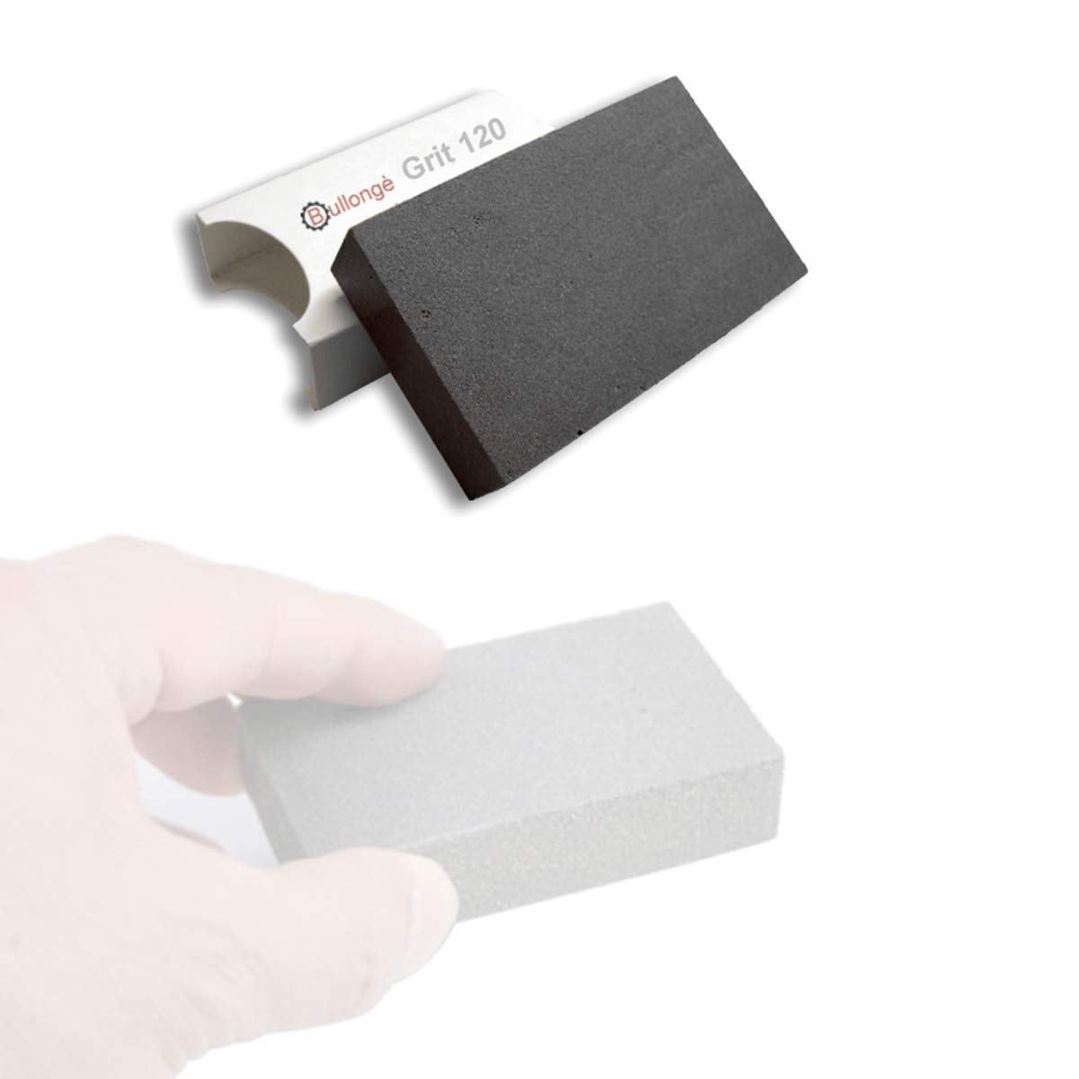 Set: Spugni abrasive in gomma piuma rivestite BULLONGÈ 120 e 240 MEDIO e FINE per la satinatura degli Orologi