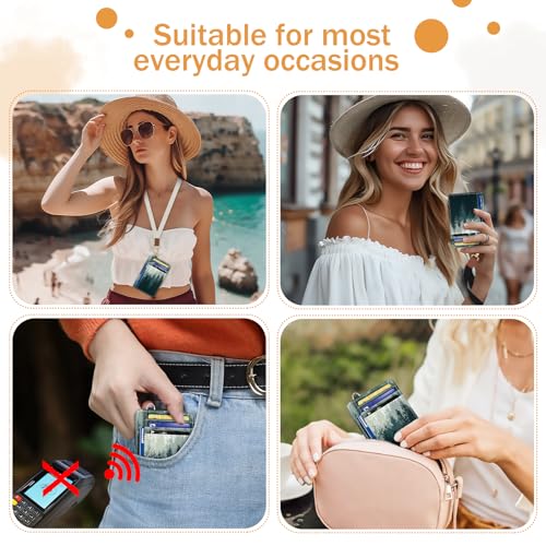 Image of Yonlevres Forest Credit Card Holder Slim RFID Wallet Women Small Travel | Front Pocket, Handy, RFID Blocking, Woman Girls Ladies Gifts, D-ring for Keychain,Thin Mini Card Case, ID Window, PU Leather