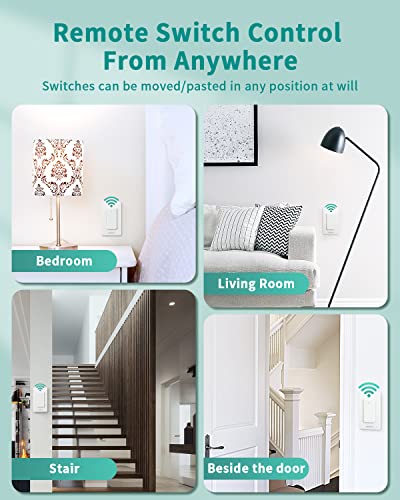 Hapythda Wireless Light Switch And Receiver Kit, 2 Remote Control Wall Switches & 1 Receiver For Ceiling Lights, Fans, Lamps, No In-Wall Wiring, No Wifi Needed, Wireless Panel Switch, 300Ft Rf Range #TOP3