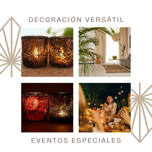 Portavelas Decoracion Hecho a Mano - Diseño Minimalista para Decoracion Hogar - Cristal Mosaico para Ambiente Romántico - Ideal para Decoracion Salon con Elegante Porta Velas Cristal (2) - imagen 6