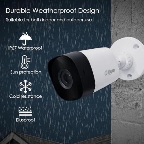 Image of Dahua 1MP HDCVI Bullet Camera, 20mtr IR Distance, IP67 Weatherproof, Smart IR, 65db DWDR, 2DNR [DH-HAC-B1A11P]
