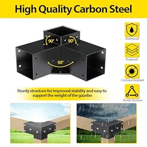 Aprilsoul4x4pergolakitincludes4threewaycornerbracketsandpostbasesfor35woodpostsdurablerightanglehardwareforoutdoorgazebostructures Urban Country Home Decor Aprilsoul 4×4 pergola kit includes 4 three way corner brackets and post bases for 35 wood posts durable right angle hardware for outdoor gazebo structures urban country home decor