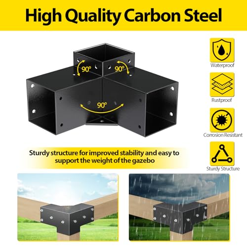 Aprilsoul4x4pergolakitincludes4threewaycornerbracketsandpostbasesfor35woodpostsdurablerightanglehardwareforoutdoorgazebostructures Urban Country Home Decor Aprilsoul 4×4 pergola kit includes 4 three way corner brackets and post bases for 35 wood posts durable right angle hardware for outdoor gazebo structures urban country home decor