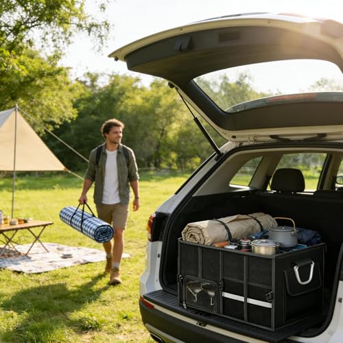 Organiseur de stockage auto : la solution pour coffre de SUV encombré en voyage