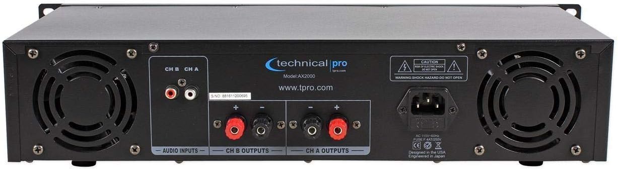 Rear panel of Technical Pro AX2000 Amplifier