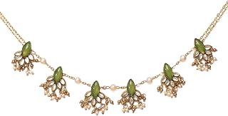 SANJOYA BY EVERSTYLISH Kshamini Graceful Lady Slim Chain Design Kundan Necklace With Leaf Design Lightweight Jewelry For W... Price In India