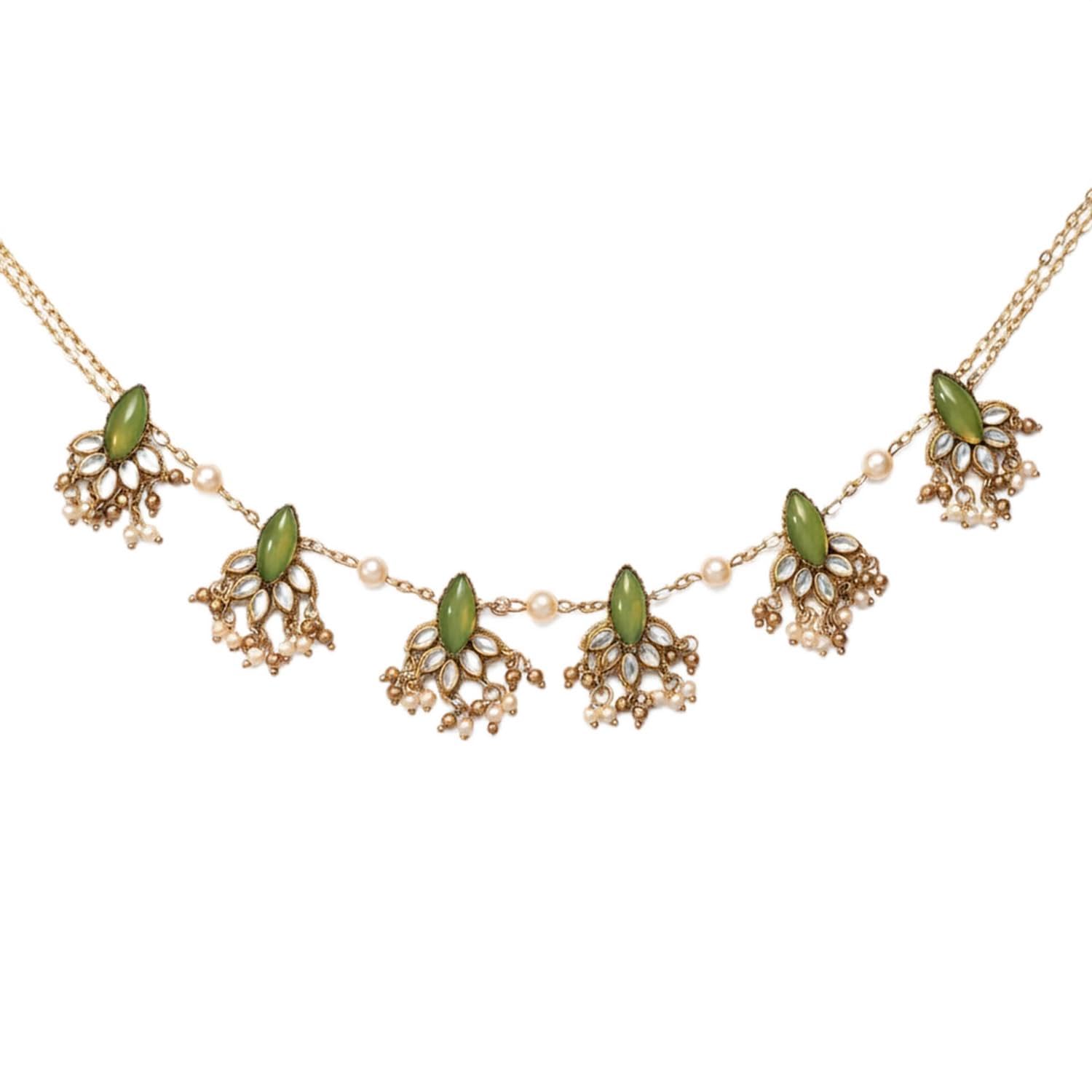 SANJOYA BY EVERSTYLISH Kshamini Graceful Lady Slim Chain Design Kundan Necklace With Leaf Design Lightweight Jewelry For W... - Review, Price and Buying Guide