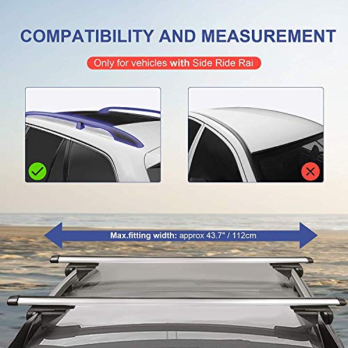 Mostplus Universal Adjustable Roof Rack Cross Bar Compatible For Maximum 48" Top Side Rails Width Only | Fits Vehicles Suvs With Raised Side Rails With Gap #TOP3