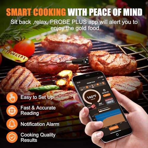 INSMART Bluetooth Fleischthermometer, Wireless Smart Meat Thermometer, Grillthermometer für BBQ, Backofen, Grill, Küche, Räucherofen, Rotisserie – Bild 4