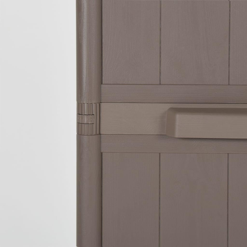 Armario de jardín marrón 65 x 45 x 172 cm PP aspecto madera armario con 4 estantes armario de almacenamiento para terraza jardín exterior almacenamiento organizador