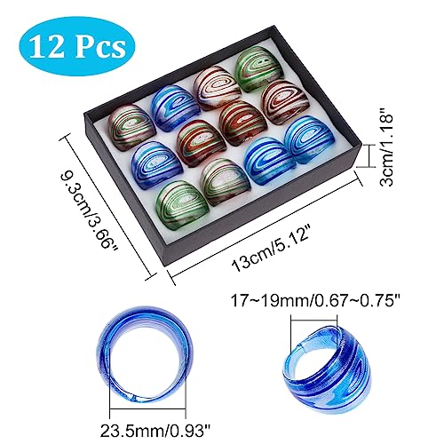UNICRAFTALE 12pcs Colorful Glass Rings 17~19mm Inner Dome Knuckle Finger Ring Retro Glass Mixed Color Transparent Vintage Aesthetic Trendy Colorful Rings Jewelry Party Handmade Gift2