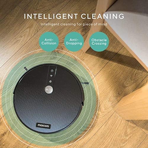 Maxcom Robot Vacuum Cleaner with Mop - Floor Mop and Vacuum Simultaneously, Robotic Vacuum Cleaner with 1800pa Strong Suction - Connect with Remote Control, APP, Alexa Devices - MH11 Black Pearl