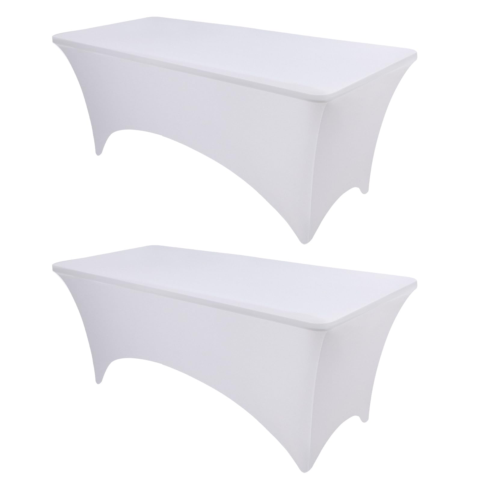 OutdoorLines 2 sztuki, biały spandeks, prostokątny obrus na stół 20 cm, elastyczny obrus do masażu, rozciągliwy, bez zagnieceń, pokrowce na stół na patio, na imprezę, ślub i urodziny, 2 sztuki