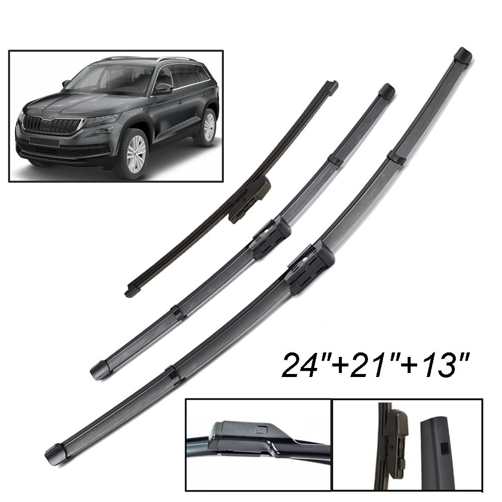 Ventana Coche Conjunto Brazo Escobilla para Skoda para Kodiaq 2020 2019 2018 2017 2016 Juego Completo De Ventana Delantera Y Trasera De Coche Conjunto Escobillas Limpiaparabrisas