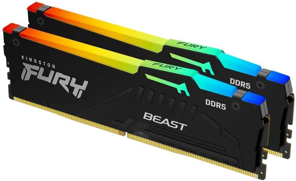 FURY Beast 16GB (2x8GB) 5600MT/s DDR5 CL36 RGB Desktop Memory Kit of 2 | Infrared Syncing | AMD EXPO | KF556C36BBEAK2-16