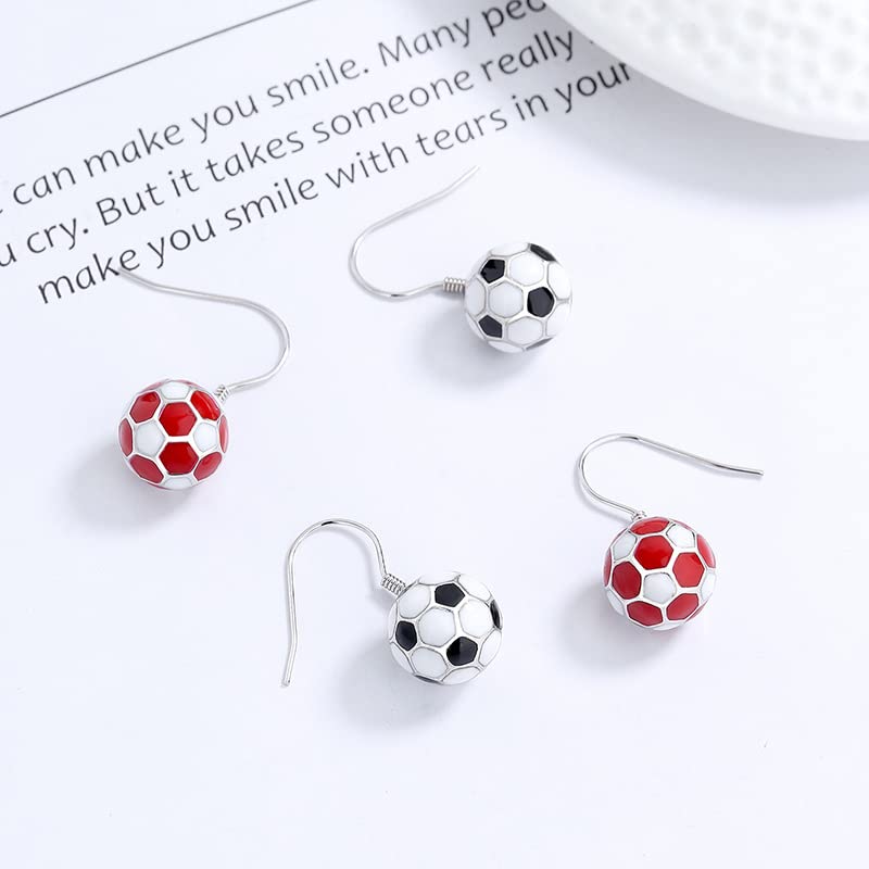 Pendientes de fútbol de plata S925 con colgante elegante 4