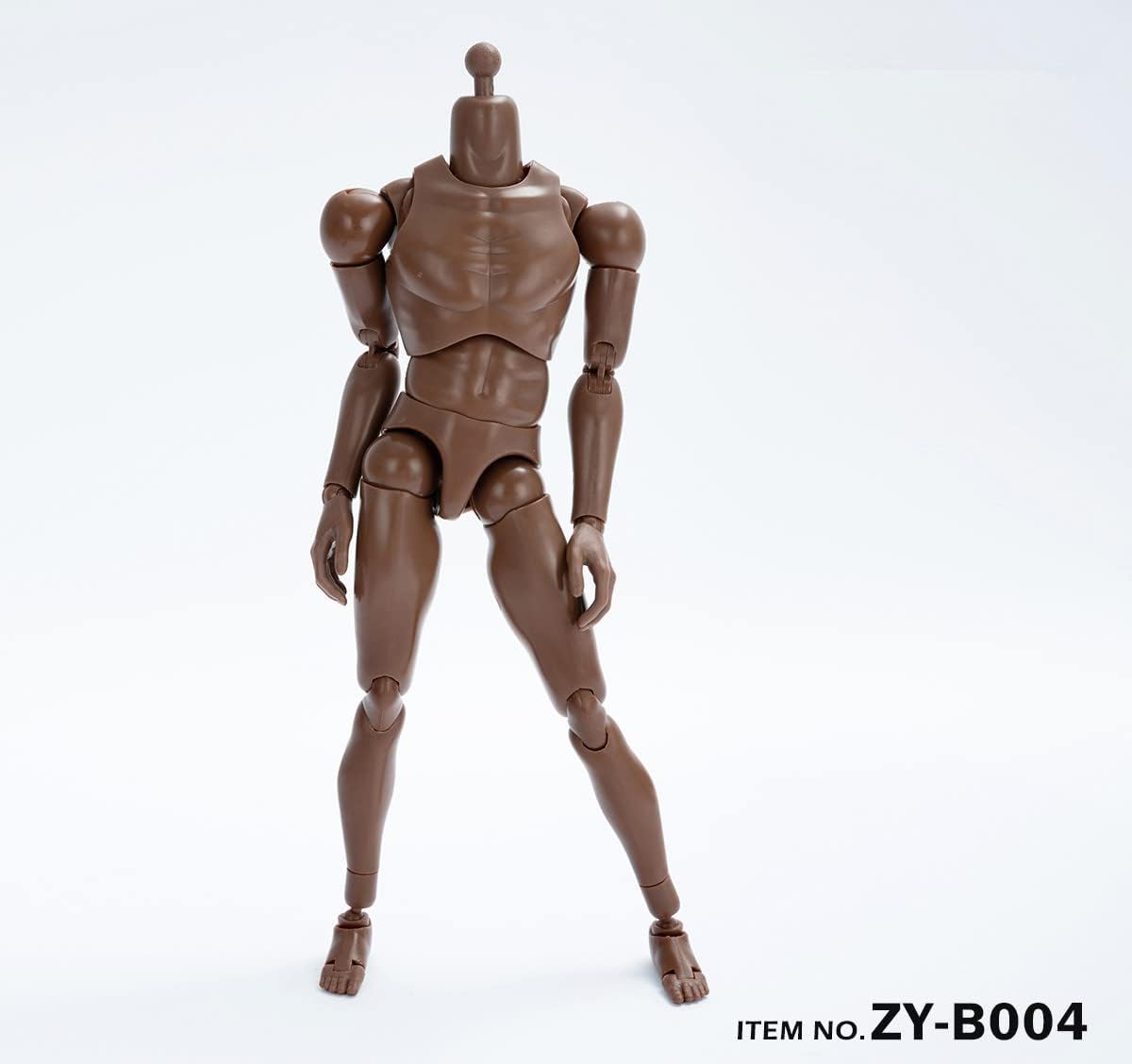 Fremego 1/6 Scale Male Body,12inch Male Joint Flexible Muscular Soldier Action Figure Body Collection (Black Skin-Wide Shouldered)