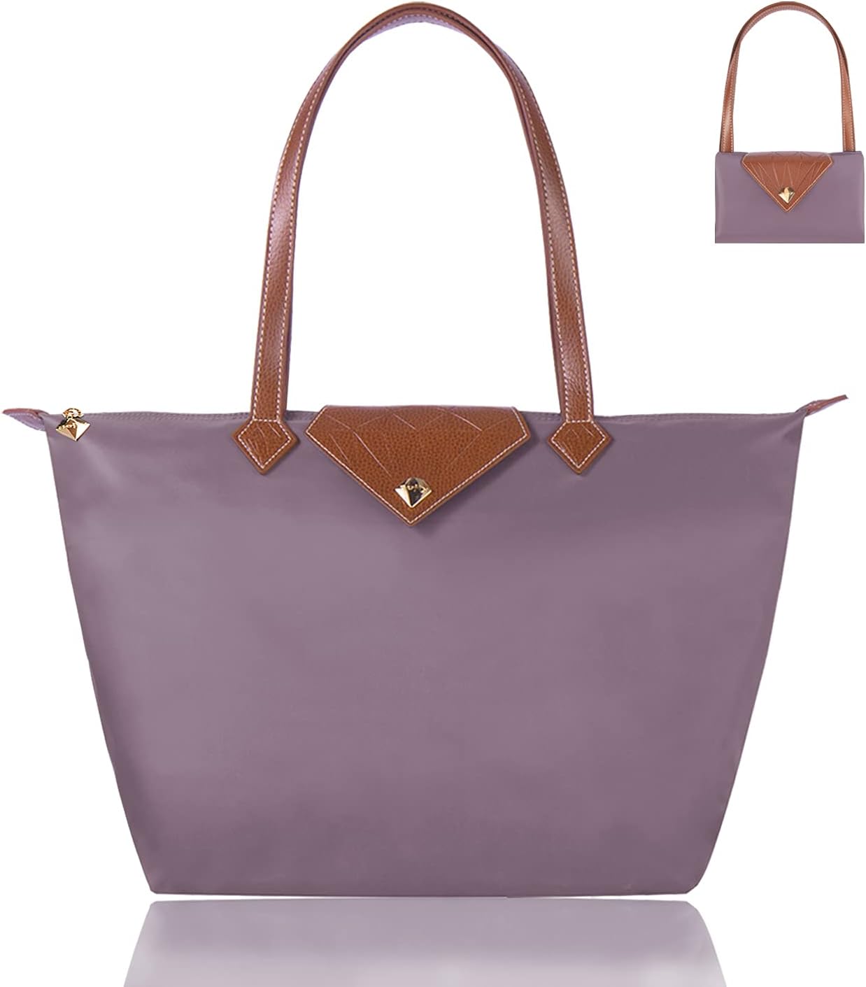 BOJLY Bolsos Totes para Mujer, bolso de mano para mujer, con diamantes de nailon, para compras, plegable, bolsa de viaje, impermeable, ideal para ocasiones especiales, color púrpur