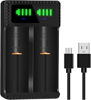18650 Battery Charger, Tectra Smart Speedy Universal Dual Charger for 21700 26500 22650 22500 20700 18500 18490 18350 17670 16340(RCR123) Li-ion Battery
