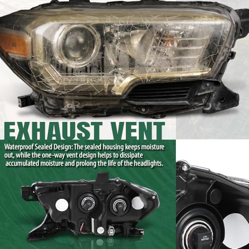 Image of GRAND ORANGE Headlight Assembly with LED Daytime Running Light Front Headlamp Right Side Compatible with Toyota Tacoma 2016-2023 81150-04270 TO2502244 Clear Lens Black Housing